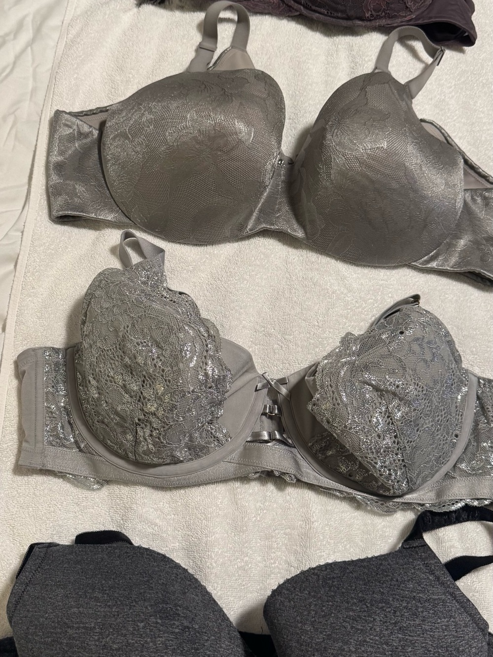 Cacique Silver Lace & Smooth Molded Bra Set
